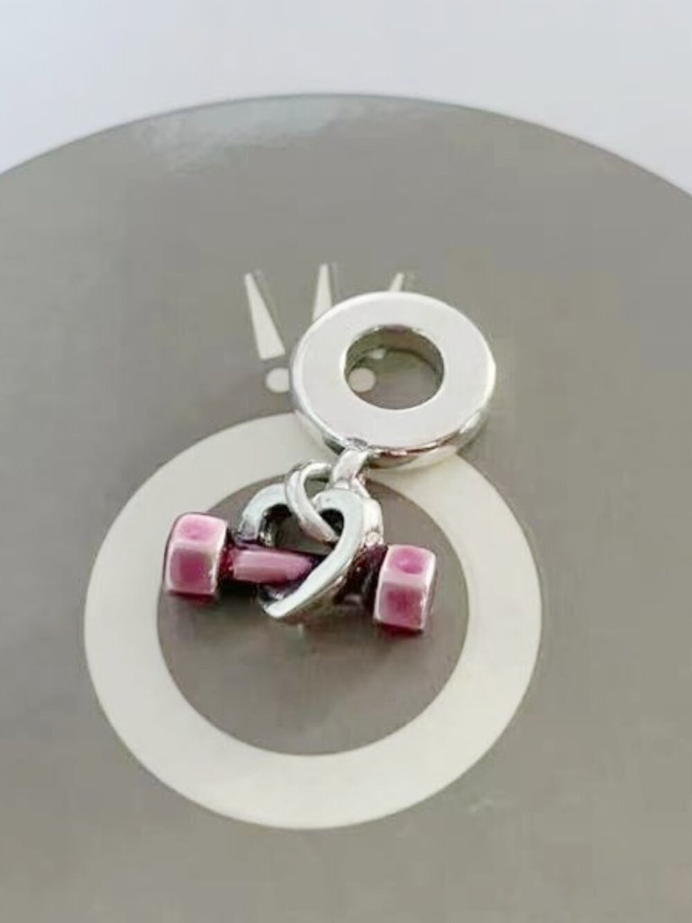 Pandora Dumbbell & Heart Dangle Charm